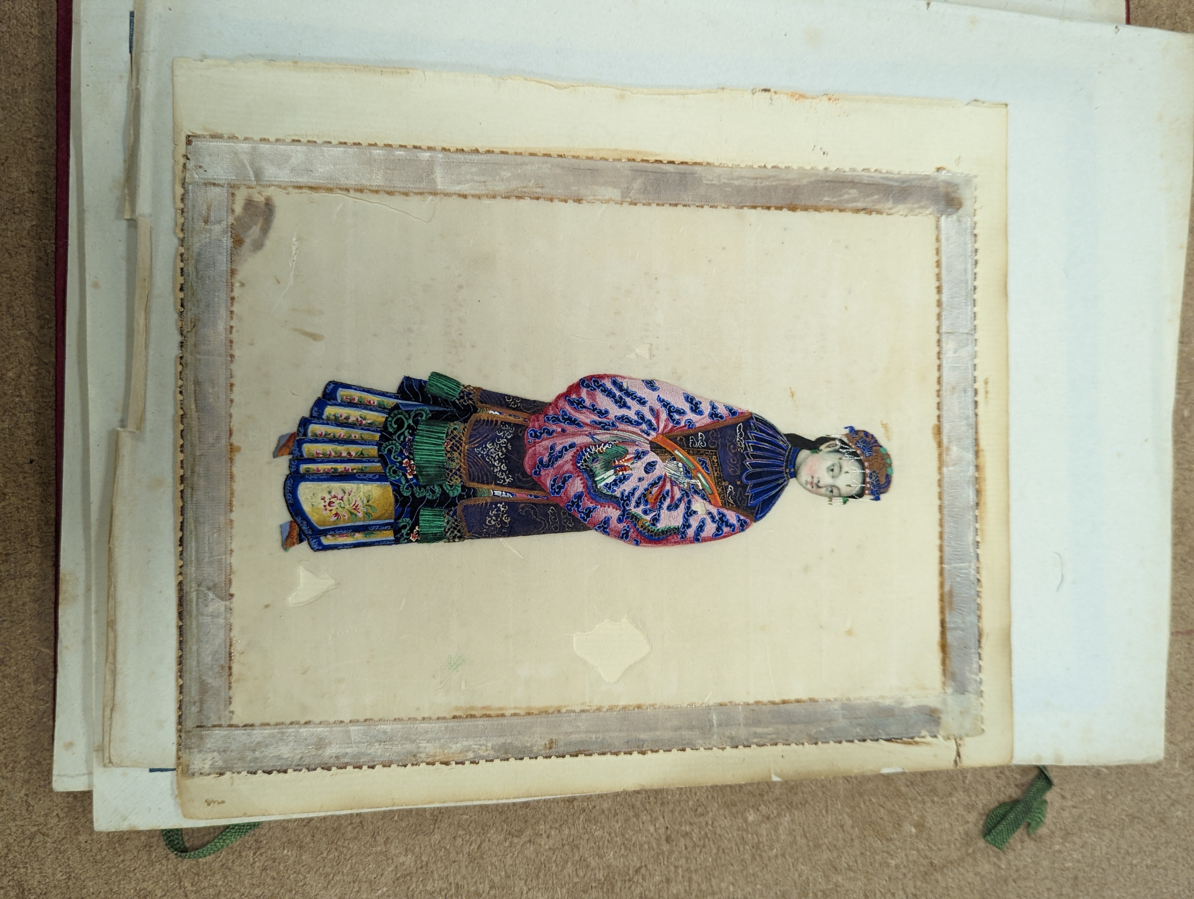 Three albums of assorted 19th century Chinese pith paintings of trades, mandarin figures and boats